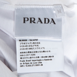 Pre Owned Prada White Cotton Logo Print Crew Neck T-Shirt M 
