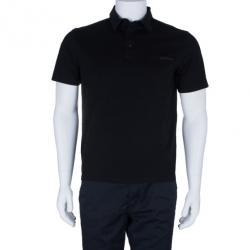 مملوكة مسبقًا تيشيرت برادا بولو قطن أسود للرجال L