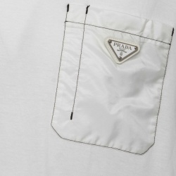 Pre Owned Prada White Cotton Pocket Detail Short Sleeve T-Shirt XL