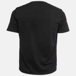 مملوكة مسبقًا Prada Black Stretch Cotton Patch Pocket Detail V-Neck T-Shirt L