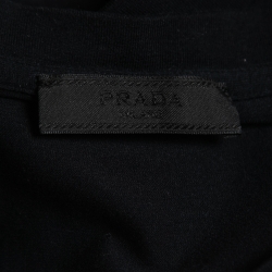 مملوكة مسبقًا Prada Black Stretch Cotton Patch Pocket Detail V-Neck T-Shirt L