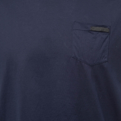 Pre Owned Prada Navy Blue Cotton Crew Neck T-Shirt XXL