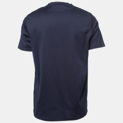 Pre Owned Prada Navy Blue Cotton Crew Neck T-Shirt XXL