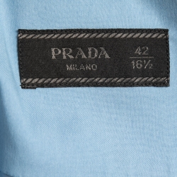 Prada Light Blue Stretch Cotton Button Front Shirt L