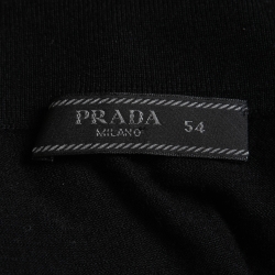 Prada Black Wool Knit Logo Embroidered Polo T-Shirt XXL