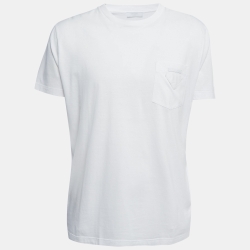 Prada White Cotton Logo Pocket Detail Crew Neck Half Sleeve T-Shirt 3XL