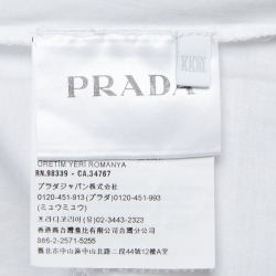 Prada White Cotton Logo Pocket Detail Crew Neck Half Sleeve T-Shirt 3XL