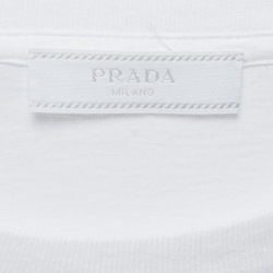 Prada White Cotton Logo Pocket Detail Crew Neck Half Sleeve T-Shirt 3XL