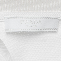 Prada White Cotton Logo Patch Polo T-Shirt XL