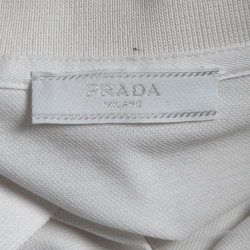 Prada White Cotton Logo Patch Polo T-Shirt XL