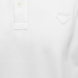Prada White Cotton Logo Patch Polo T-Shirt XL