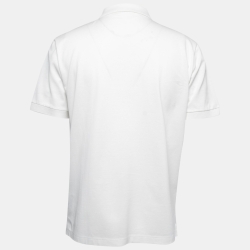 Prada White Cotton Logo Patch Polo T-Shirt XL