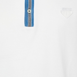 Prada White Cotton Striped Collar Polo T-Shirt XXXL