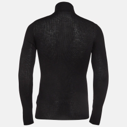 Prada Black Rib Knit Half Zip Jumper L
