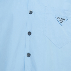 مملوكة مسبقًا Prada Blue Cotton Short Sleeve Shirt L