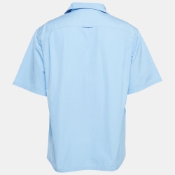 مملوكة مسبقًا Prada Blue Cotton Short Sleeve Shirt L