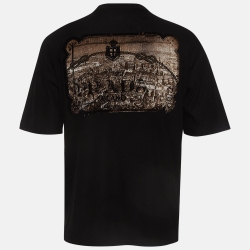 Prada Black Patterned Cotton Knit T-Shirt L