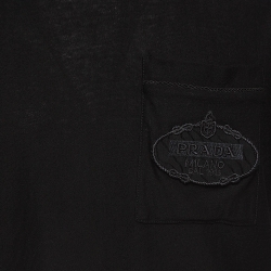 Prada Black Patterned Cotton Knit T-Shirt L