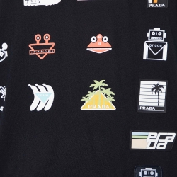 Prada Black Icons Print Cotton Crew Neck T-Shirt M