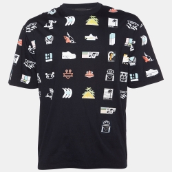 Prada Black Icons Print Cotton Crew Neck T-Shirt M