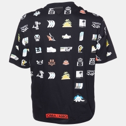 Prada Black Icons Print Cotton Crew Neck T-Shirt M