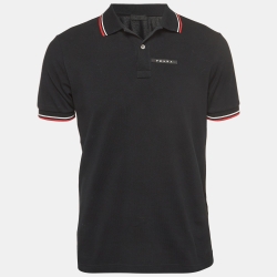 Prada Black Cotton Pique Polo T-Shirt M