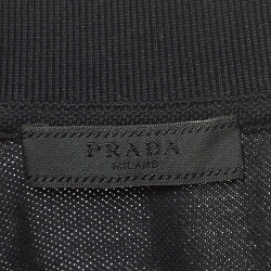Prada Black Cotton Pique Polo T-Shirt M