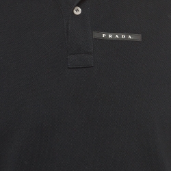 Prada Black Cotton Pique Polo T-Shirt M