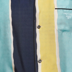 Prada Multicolor Stripe Silk Shirt and Shorts Set XS 