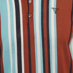 مملوكة مسبقًا Prada Multicolor Striped Silk Knit Polo T-Shirt S