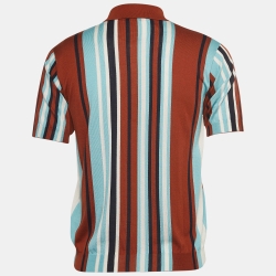 مملوكة مسبقًا Prada Multicolor Striped Silk Knit Polo T-Shirt S