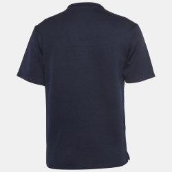 Prada Navy Blue Logo Embossed Cotton Oversized T-Shirt S