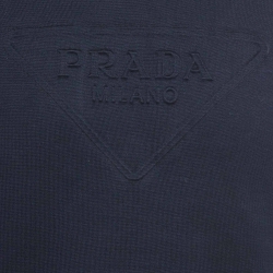 Prada Navy Blue Logo Embossed Cotton Oversized T-Shirt S