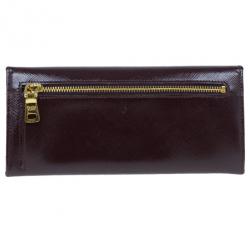 مملوكة مسبقًا Prada Burgundy Patent Saffiano Leather Long Flap Wallet