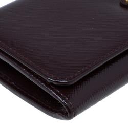 مملوكة مسبقًا Prada Burgundy Patent Saffiano Leather Long Flap Wallet