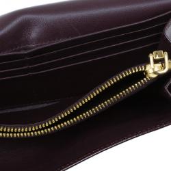 مملوكة مسبقًا Prada Burgundy Patent Saffiano Leather Long Flap Wallet