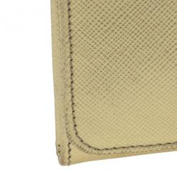 Pre Owned Prada Gold Saffiano Leather Long Flap Wallet