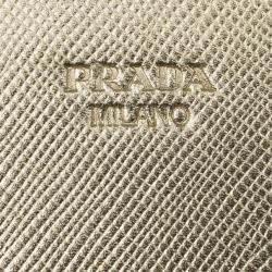 Pre Owned Prada Gold Saffiano Leather Long Flap Wallet