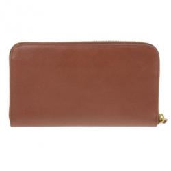 Pre Owned Prada Brown Saffiano Zip Around Wallet