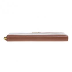 Pre Owned Prada Brown Saffiano Zip Around Wallet