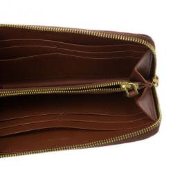 Pre Owned Prada Brown Saffiano Zip Around Wallet