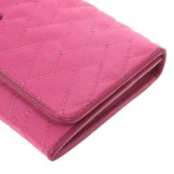 مملوكة مسبقًا Prada Pink Quilted Nylon Flap Wallet