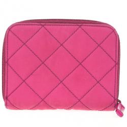 Pre Owned Prada Pink Quilted Nylon Wallet