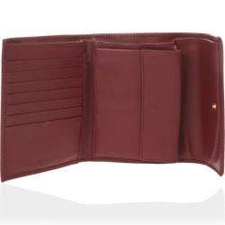 Pre Owned Prada Burgundy Saffiano Portaf Pat Wallet