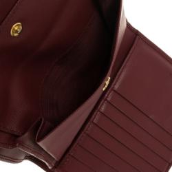 Pre Owned Prada Burgundy Saffiano Portaf Pat Wallet