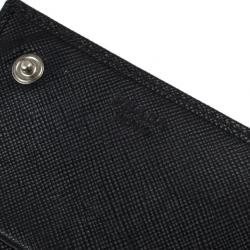 مملوكة مسبقًا Prada Black Leather Saffiano Long Flap Wallet