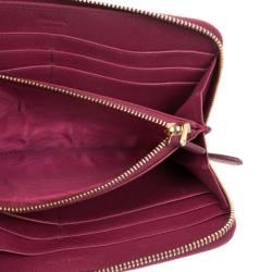 Pre Owned Prada Pink Saffiano Zip Around Wallet