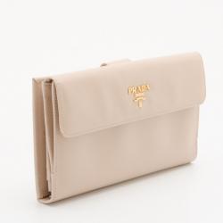 Pre Owned Prada Pink Saffiano Continental Wallet