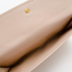 Pre Owned Prada Pink Saffiano Continental Wallet