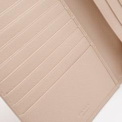 Pre Owned Prada Pink Saffiano Continental Wallet